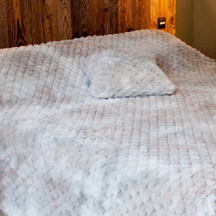 Plaid ou jeté de lit Imitation fourrure relief losange - Beige
