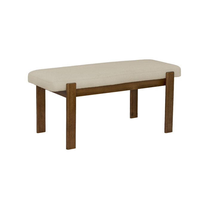 Banc, bout de lit bois d'hévéa teinte noyer et tissu texturé NOMA