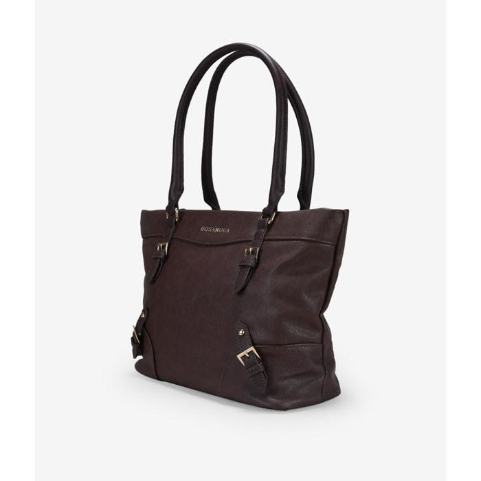 Bolso de hombro marrón para portátil