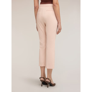Motivi - Pantalones kick flare de algodón técnico - Rosa cipria