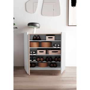 Zapatero Odda melamina blanco detalle roble claro 90x95x35 cm