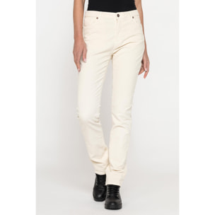 PANTALONE IN VELLUTO STRETCH MOD. 753. Vita alta gamba regolare.