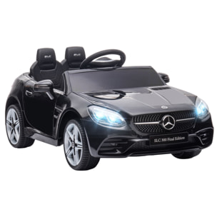 Coche Eléctrico para Niños de +3 Años, Mercedes SLC 300, Coche Eléctrico 12V, con Mando a Distancia 2,4 G, Ruedas Traseras con Suspensión, Faros LED, Música, USB, Motor Doble, Negro