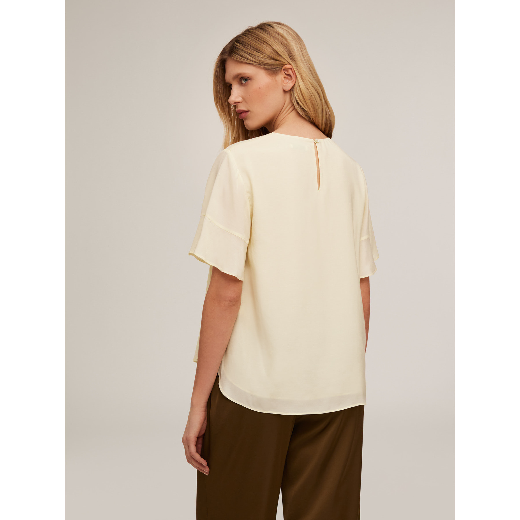 Motivi - Blusa plisada de georgette - Amarillo