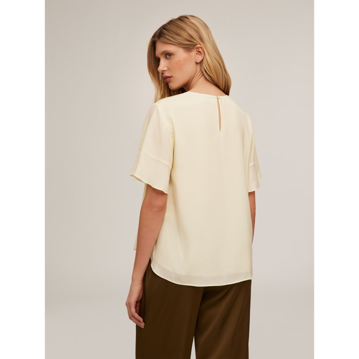 Motivi - Blusa plisada de georgette - Amarillo