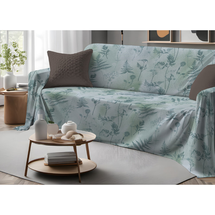 Telo Arredo Copritutto Grand Foulard Copridivano Copriletto 100% Cotone Disegno Soffione Verde