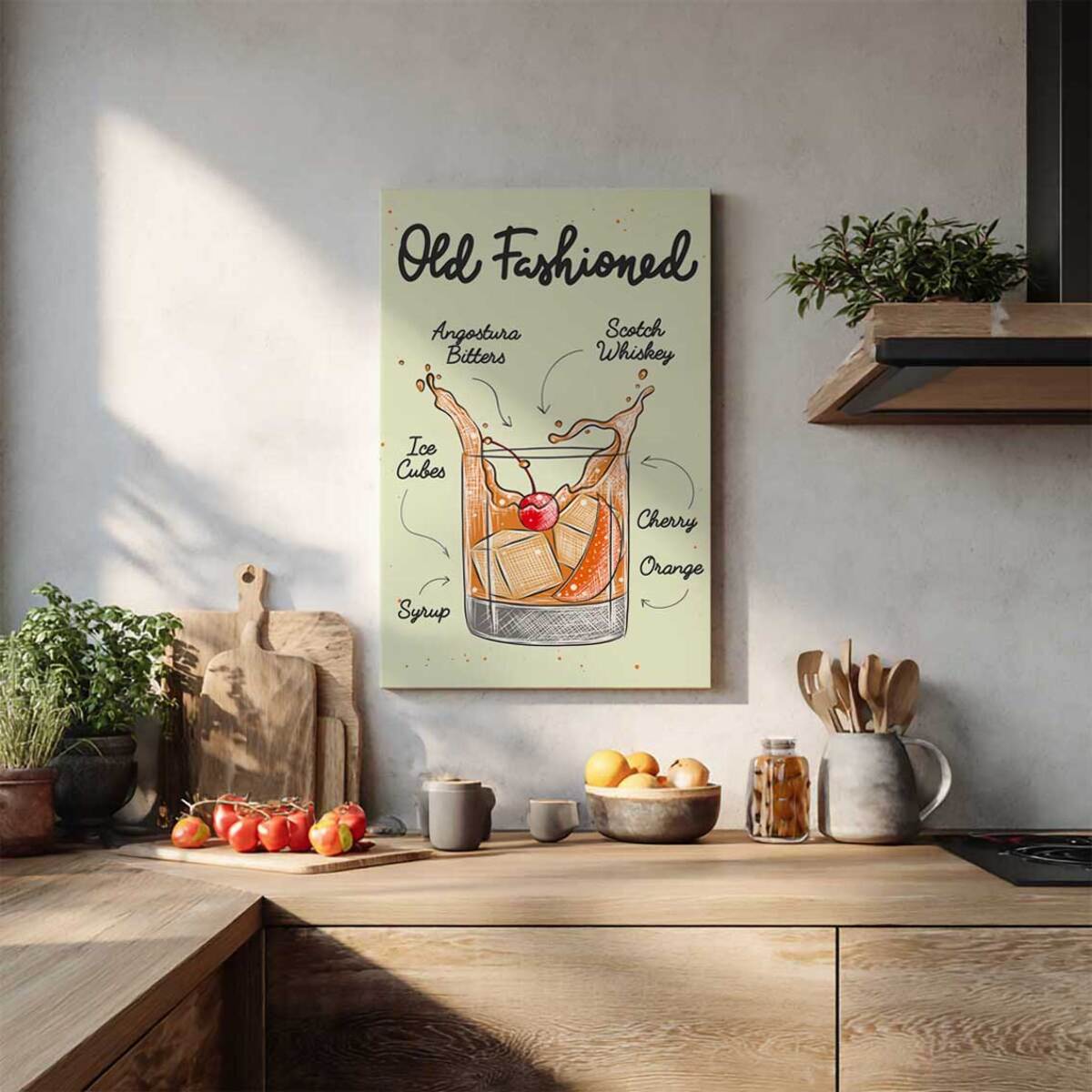 Tableau cocktail Old Fashioned Toile imprimée