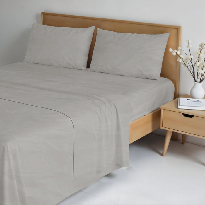 COMPLETO LETTO WATER WASHED, 100% Microfibra, No Stiro - SABBIA