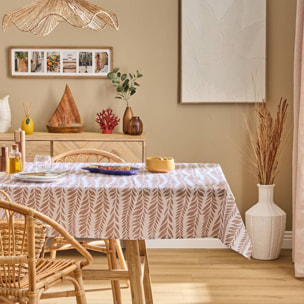 Nappe Oceania 240x140cm terracotta imprimé feuilles