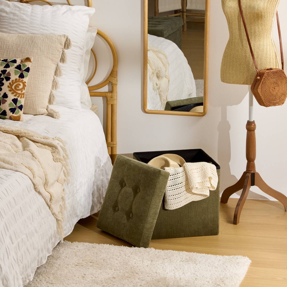 Pouf Lysandre 38x38cm kaki