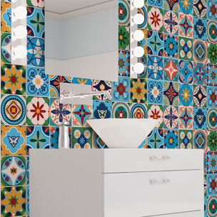 Stickers muraux - Sticker Mural Carrelage adhésif Cuisine Salle de Bain - 24 STICKERS CARREAUX DE CIMENT AZULEJOS LIDINA