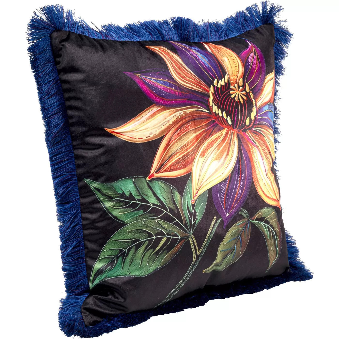 Coussin à franges Jungle fleur orange Kare Design