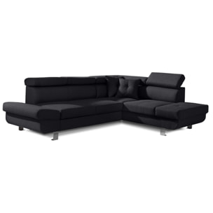 Lisbona - Canapé d'angle droit convertible - 5 places - avec têtières - Noir