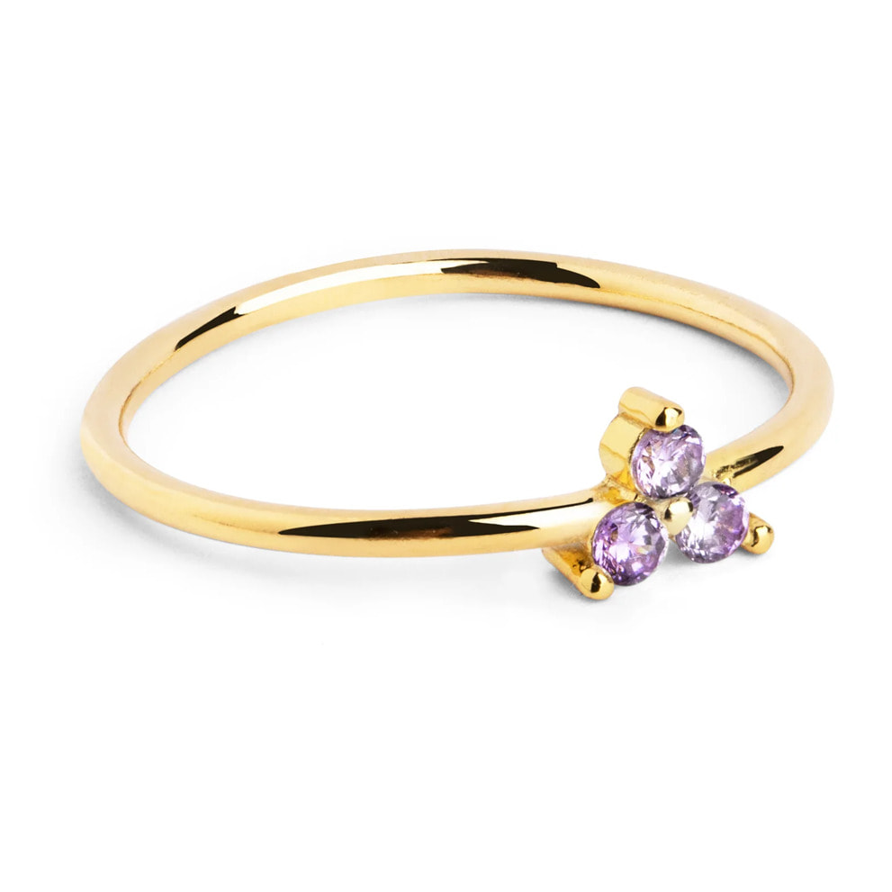 Anelli Lavender Clover Argento Placcato Oro