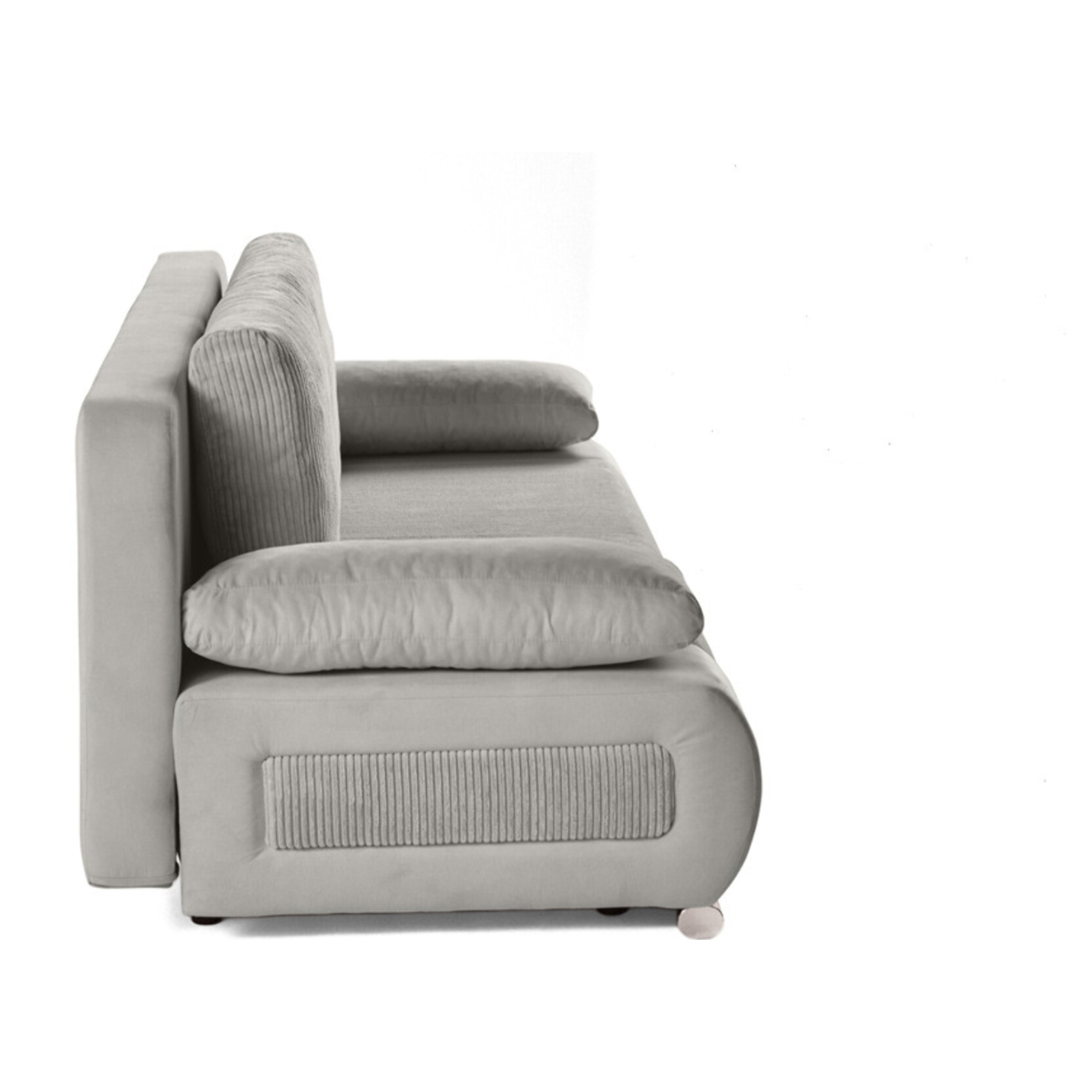 Elio - canapé 3 places convertible - avec coffre - en velours et velours côtelé - Gris clair