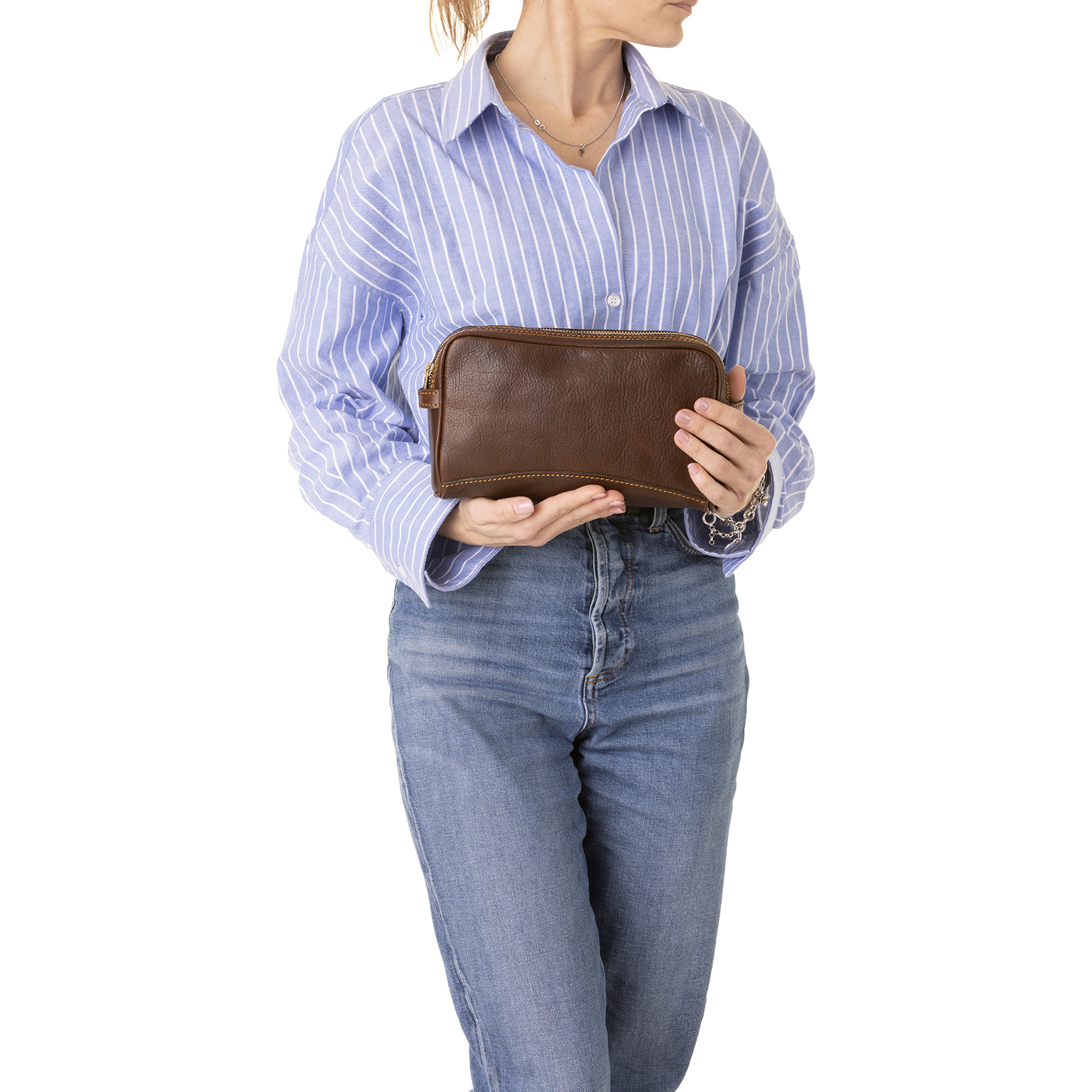 Pochette  unisex In Vera pelle Made in Italy 24x18x7 cm