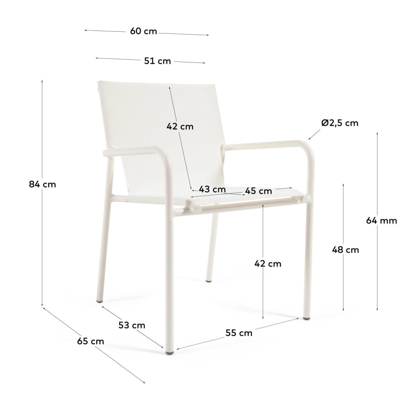 Kave Home - Sedia da esterno Zaltana in alluminio verniciato bianco opaco