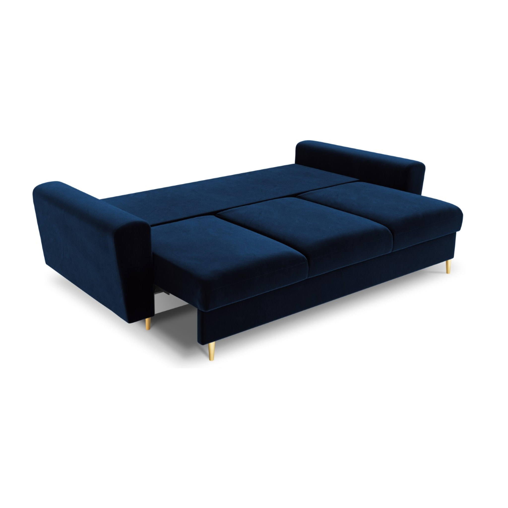 Canapé convertible avec coffre de rangement "Kyoto" 3 places en velours bleu roi