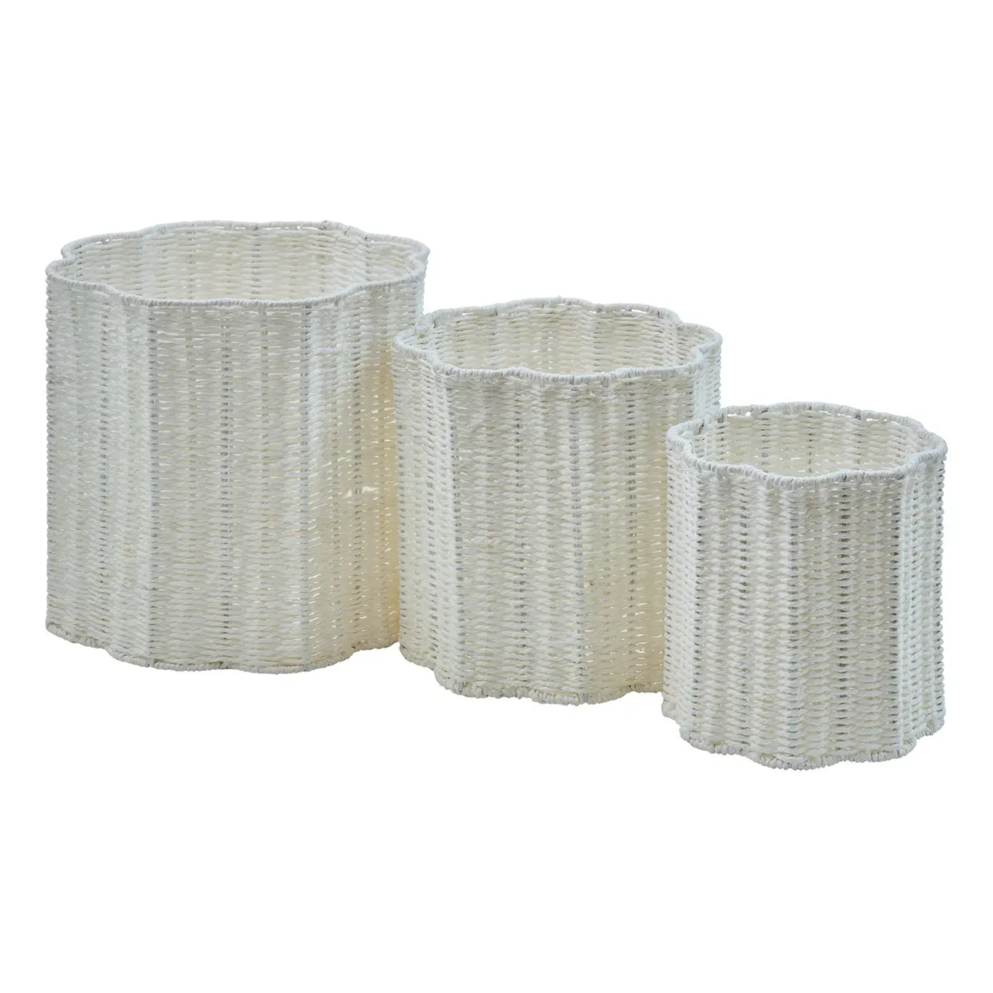 Lot de 3 paniers de rangement Fleur de rose blanc