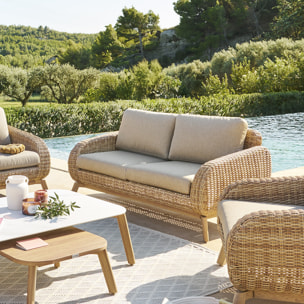 Canapé de jardin "Manissa" honey & beige 2 places en aluminium et polyester