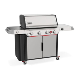 Barbecue gaz WEBER Genesis SP-435 4 brûleurs réchaud latéral thermomètre digital sur chariot, 86x48 cm