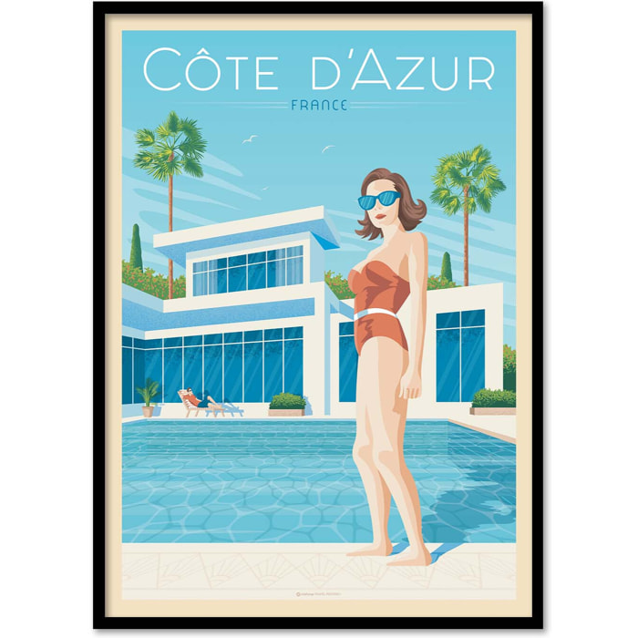 Affiche - Cote d'Azur Piscine - Olahoop Travel Posters
