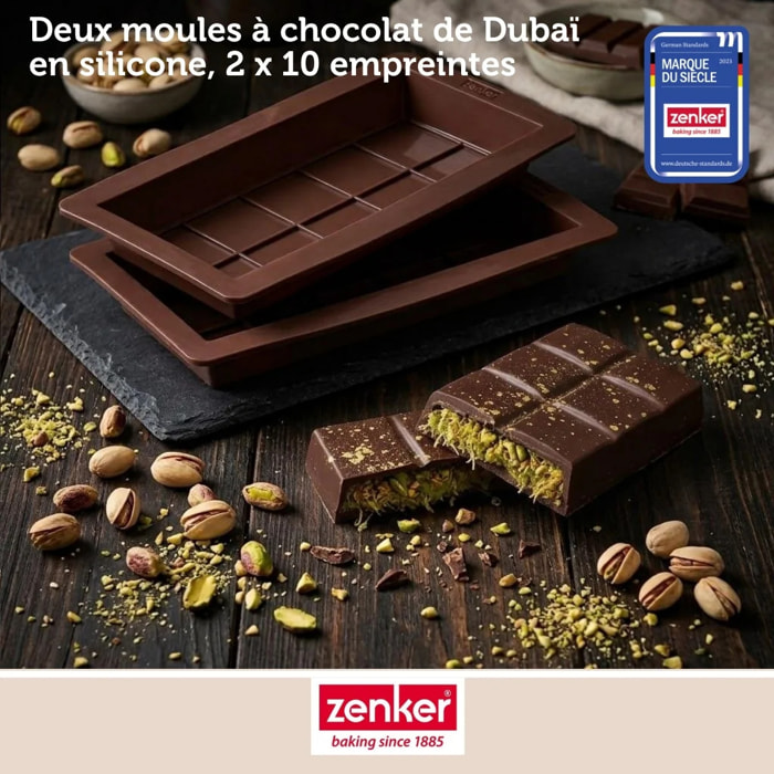 Deux moules à tablettes chocolat de Dubaï en silicone Zenker Special Creative
