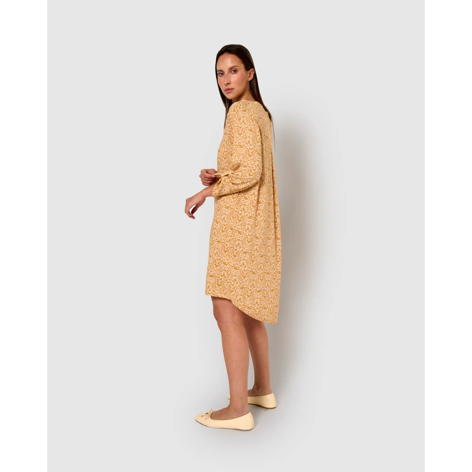Vestido viscosa emeral ocre