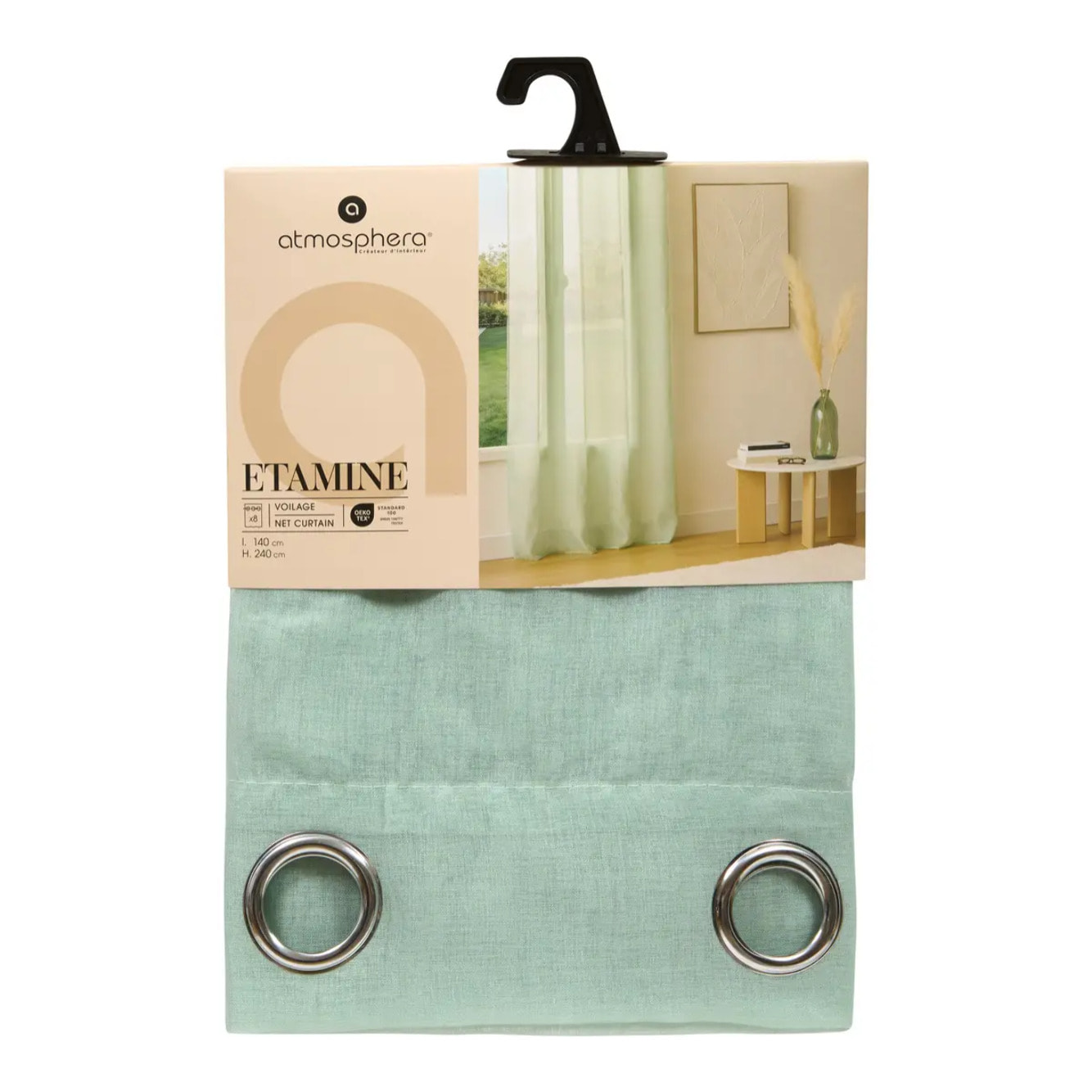 Voilage Etamine vert céladon 140x240cm