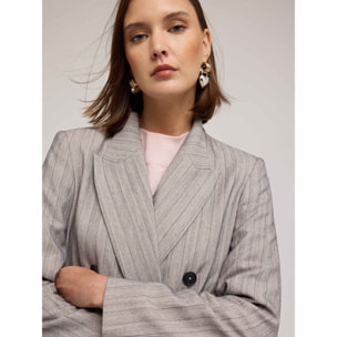 Motivi - Chaqueta estructurada cruzada a rayas - Gris