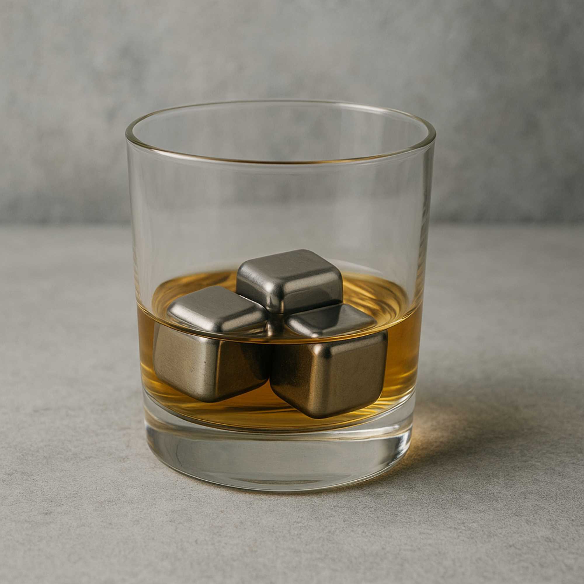 Cubitos de hielo de acero inoxidable - set 4 piezas en caja con clip ø2,7cm