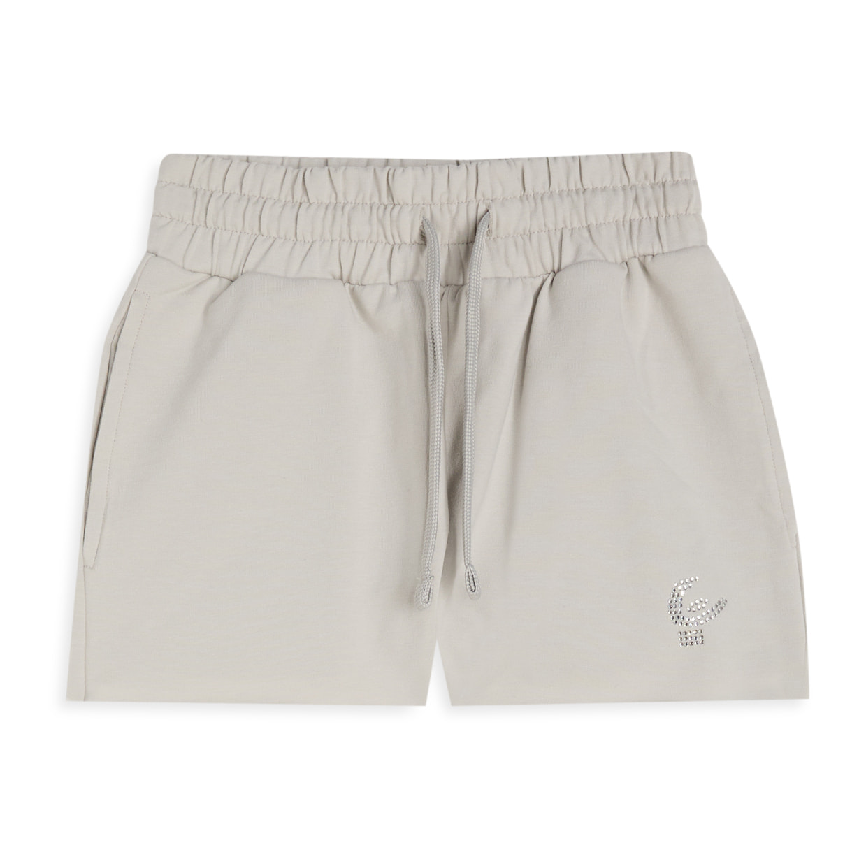 Shorts Bambina in Cotone Elasticizzato con Logo in Strass