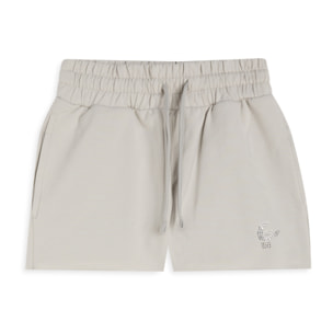 Shorts Bambina in Cotone Elasticizzato con Logo in Strass