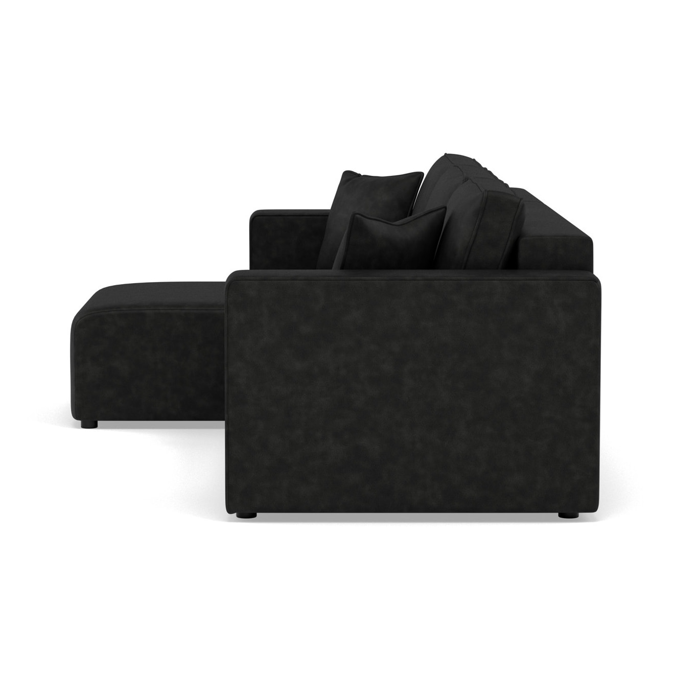 Topaze - canapé d'angle réversible 4 places convertible avec coffre en simili - Noir