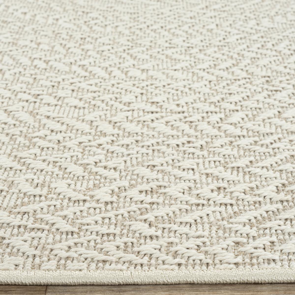 Tapis extérieur intérieur REZY aspect jute motif rond  ton sur ton