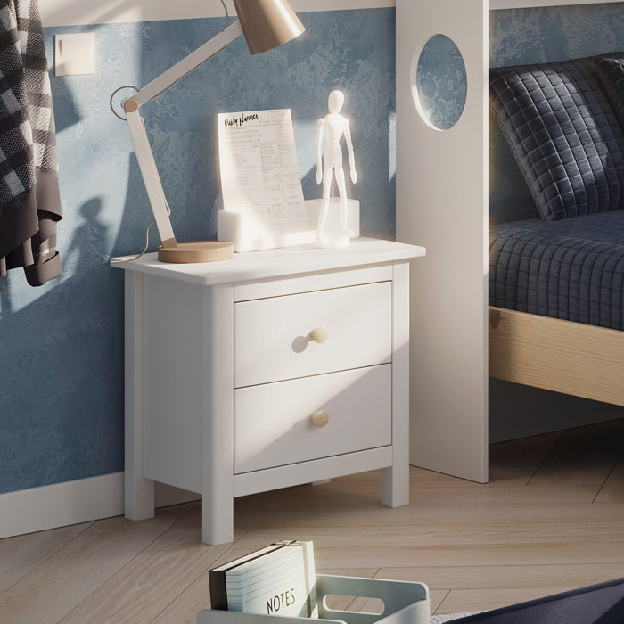Table de chevet enfant 2 tiroirs en bois - MELVIN