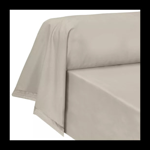 Taie de traversin percale de coton uni beige La percale francaise lin
