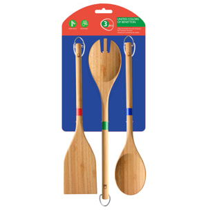 Set 3pc utensilios cocina bamboo  benetton