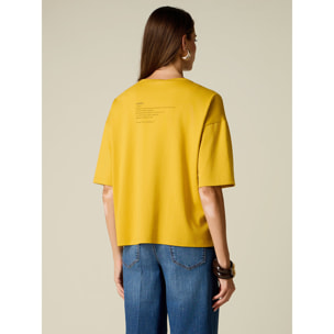 Oltre - T-shirt con ricamo lettering - Giallo