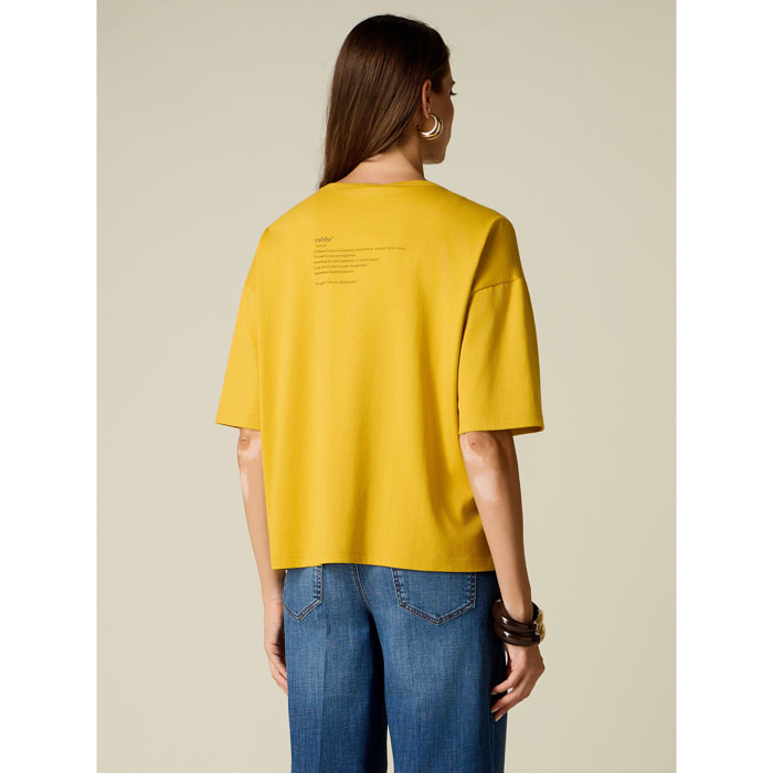Oltre - T-shirt con ricamo lettering - Giallo