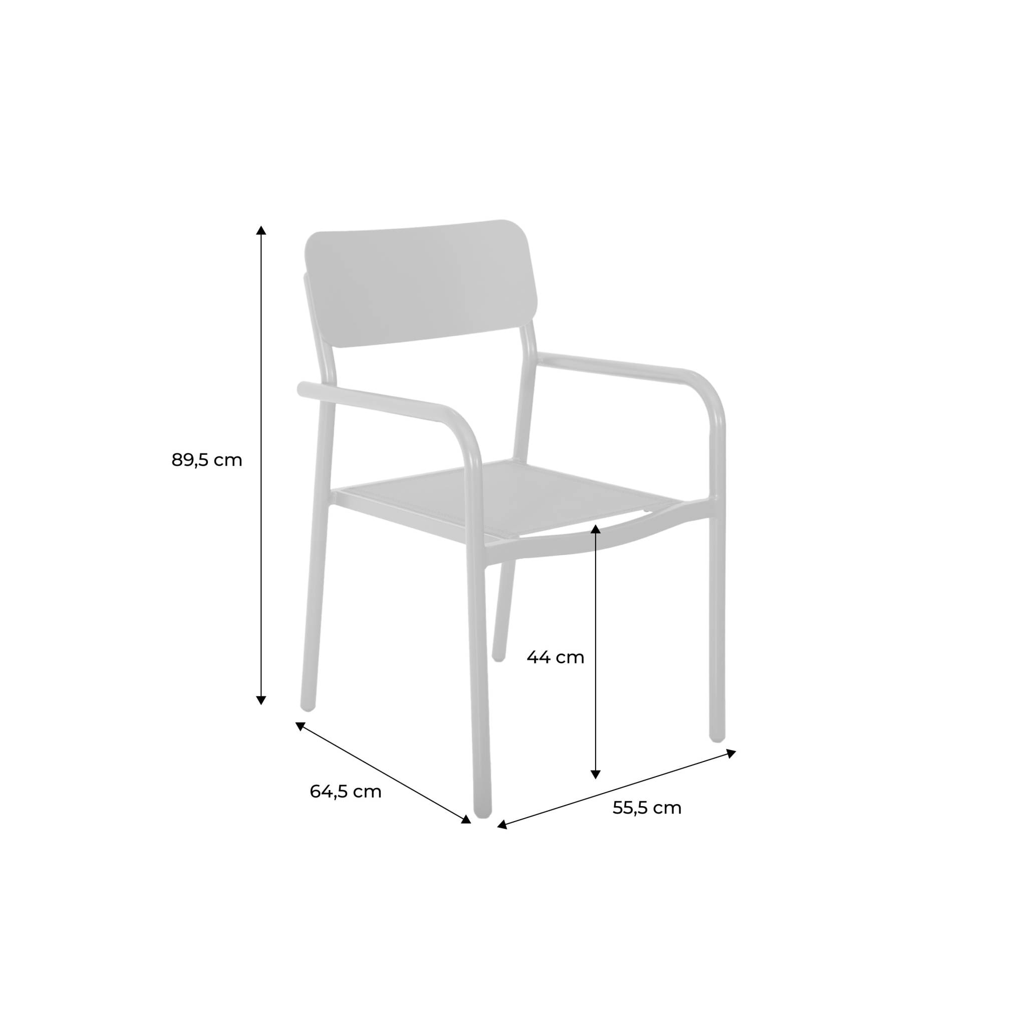 Lot de 4 fauteuils de jardin SAVANNAH empilables aluminium et textilene beige. 57.5 x 54 x 86 cm