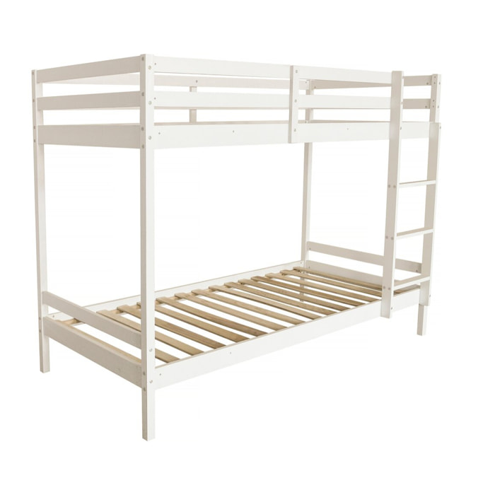 Lit Superposé bois enfant "Lionel" 90 x 190 cm - Blanc