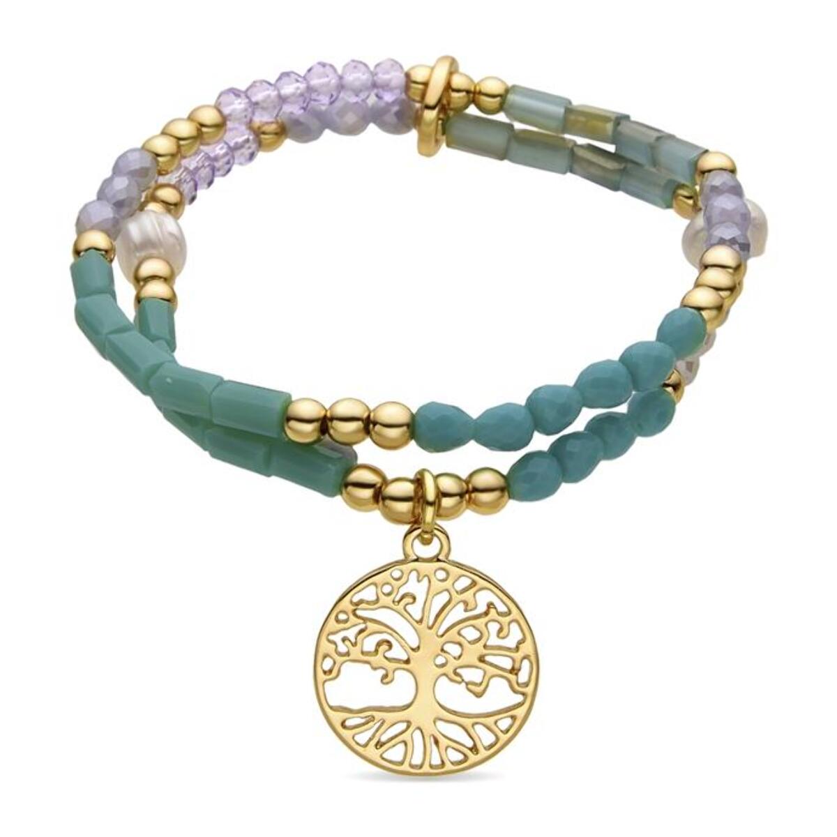 Pulsera con Cristal Azul acabado oro 18k