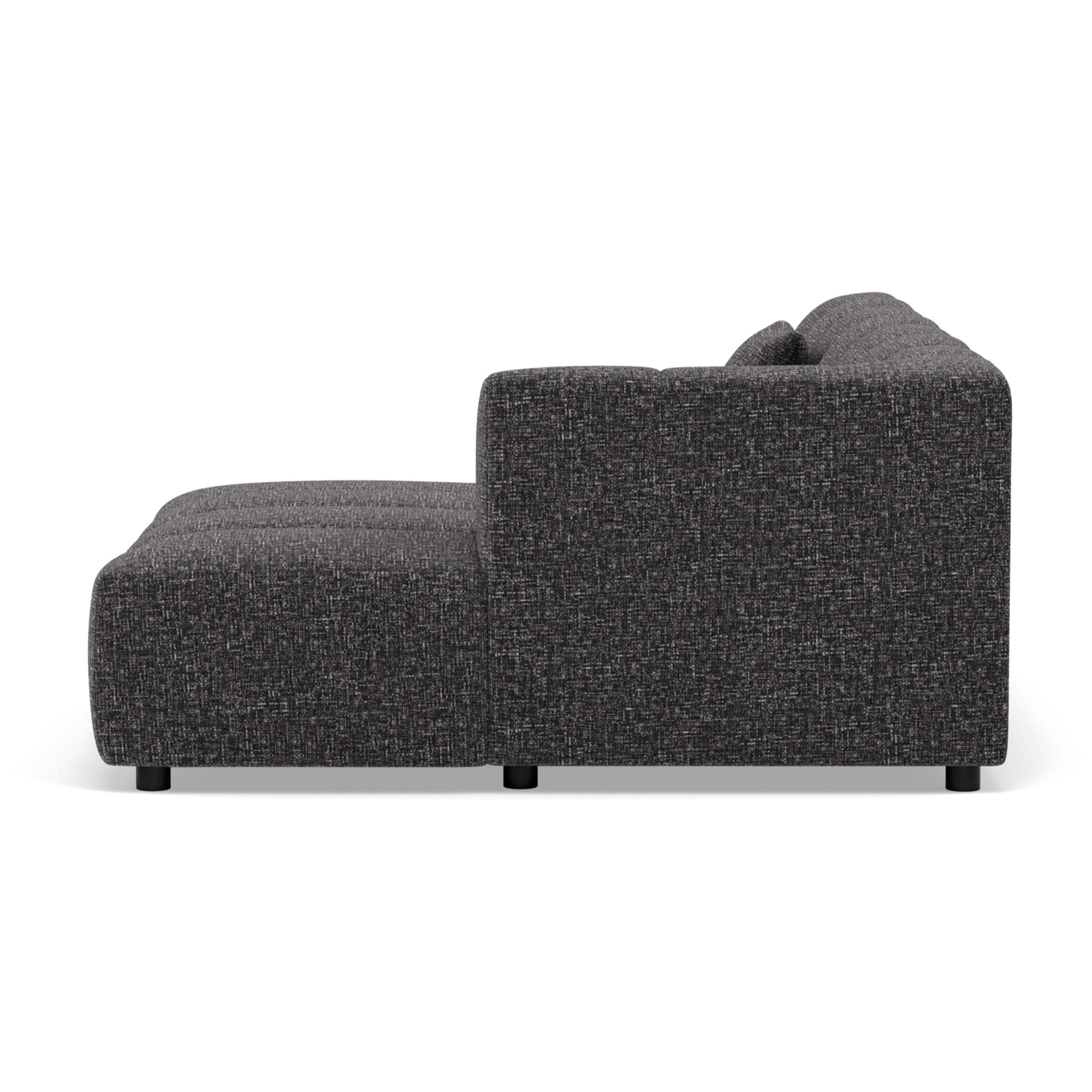 Curtis - canapé d'angle droit 4 places sans accoudoir en tissu texturé - Gris foncé