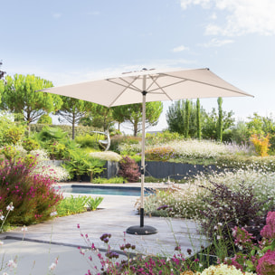 Parasol droit rectangulaire inclinable "Loompa" argile & blé 3 x 2m en aluminium et polyester