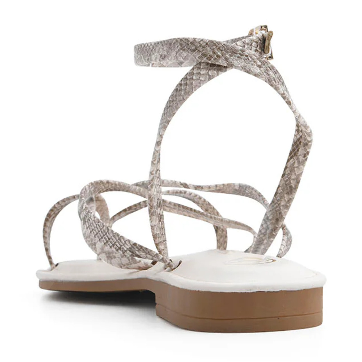 Sandalo flat con listini incrociati - BEIGE