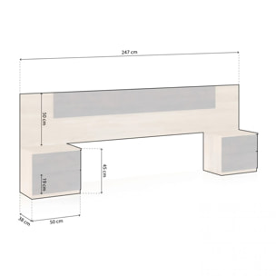 Cabecero con mesitas Akari Roble Canadian - Óxido