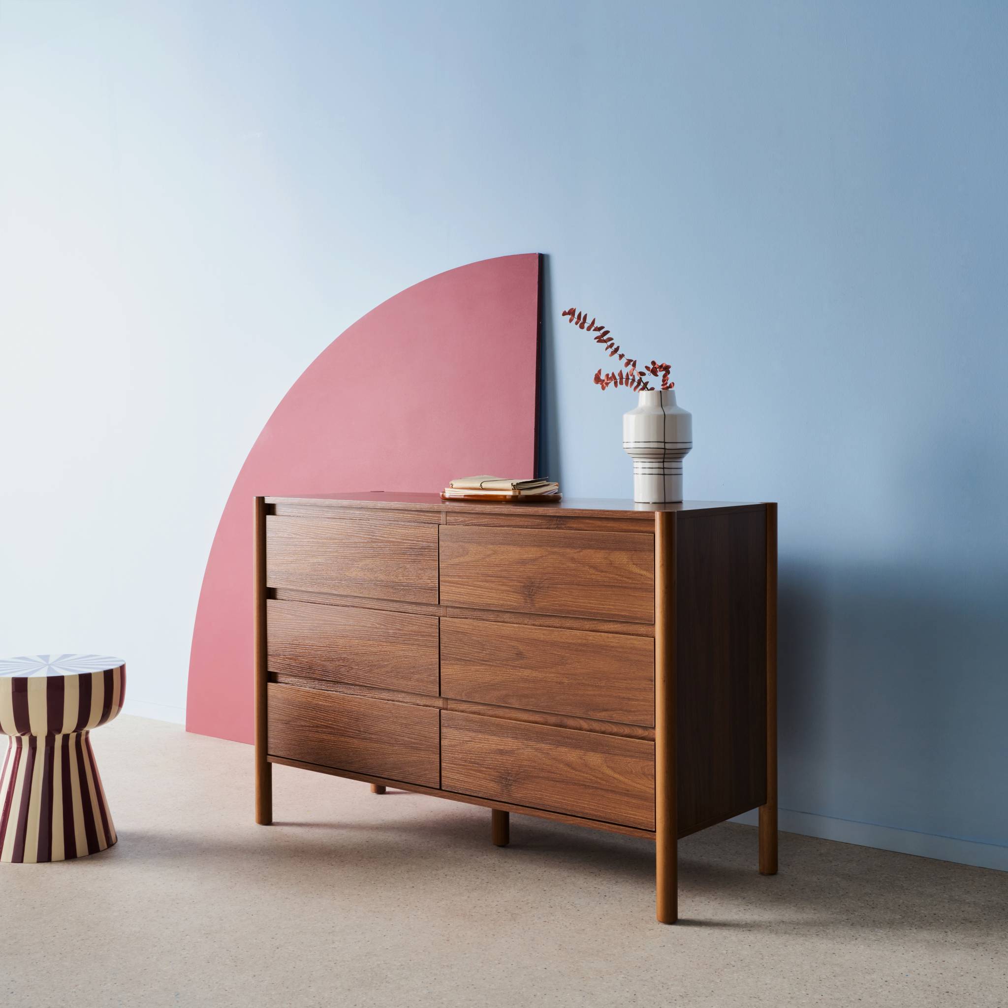 Commode décor bois 6 tiroirs  HARMONY