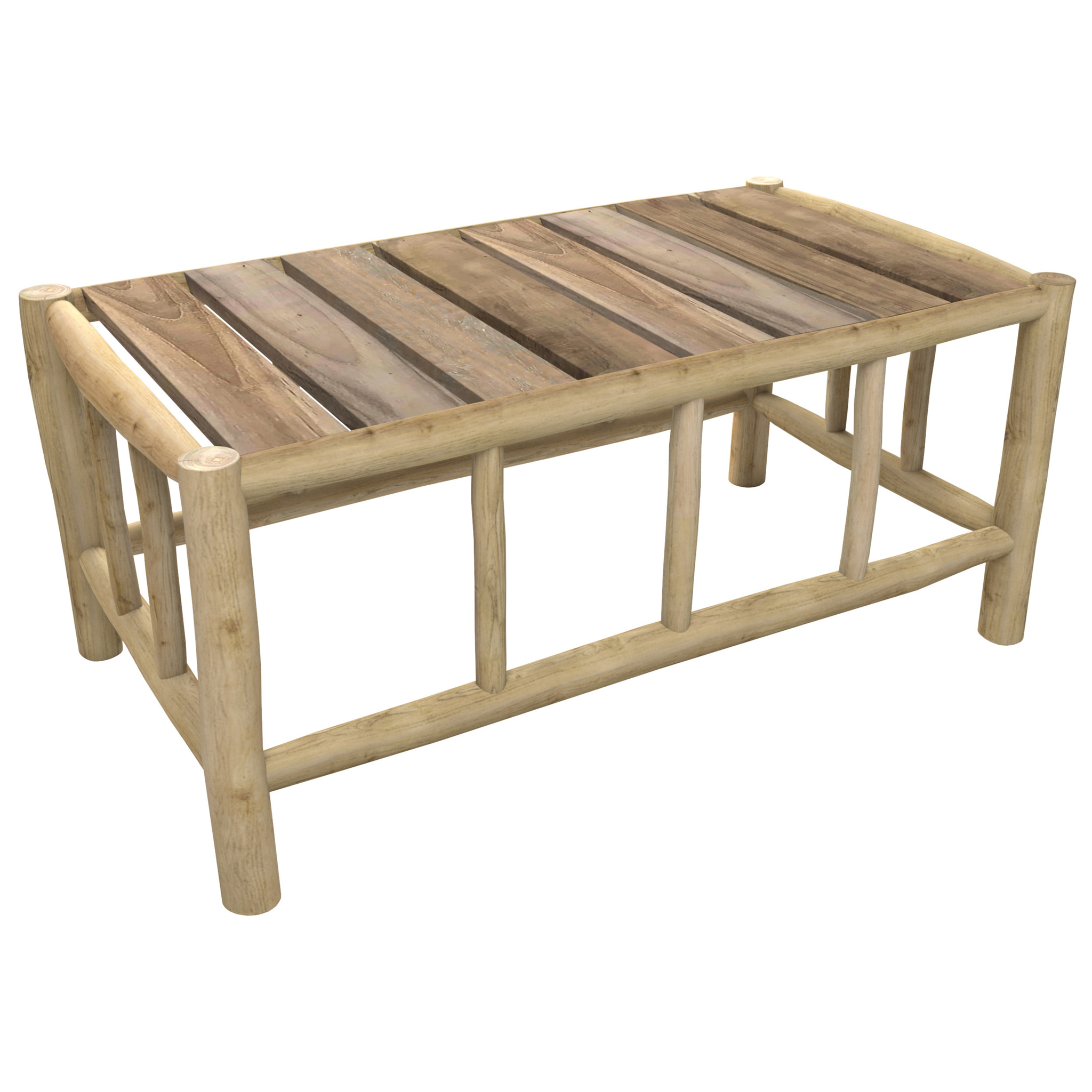 Salon de jardin 4 personnes en bois de teck avec canapé, table basse - Ily