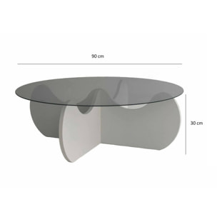 Tavolino da salotto Willow, Tavolo basso da caffè, Portariviste per divano, Ripiano da soggiorno, 90x90h30 cm, Bianco